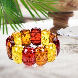 V3 Jewelry Multi Color Amber Stretch Bracelet